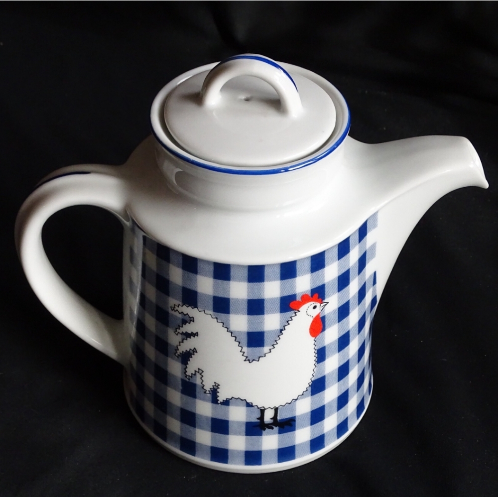 Rosenthal Netter Teapot Blue Gingham w/Rooster 🐔